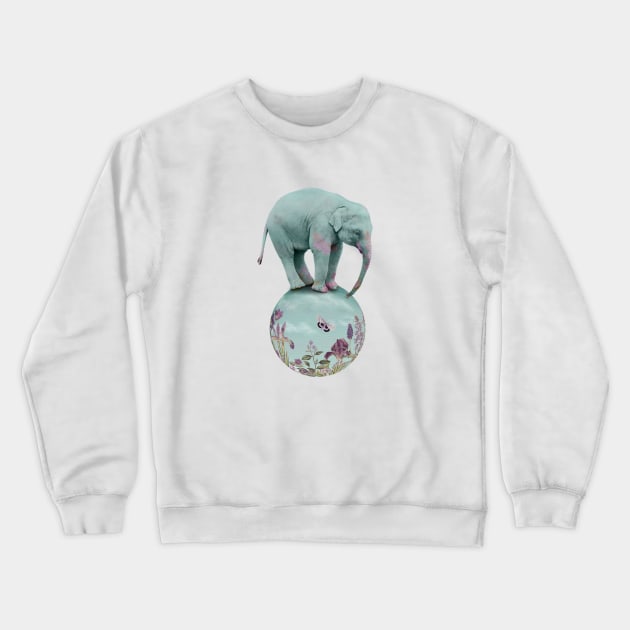 Mauve flowers on turquoise sky background Crewneck Sweatshirt by 3vaN